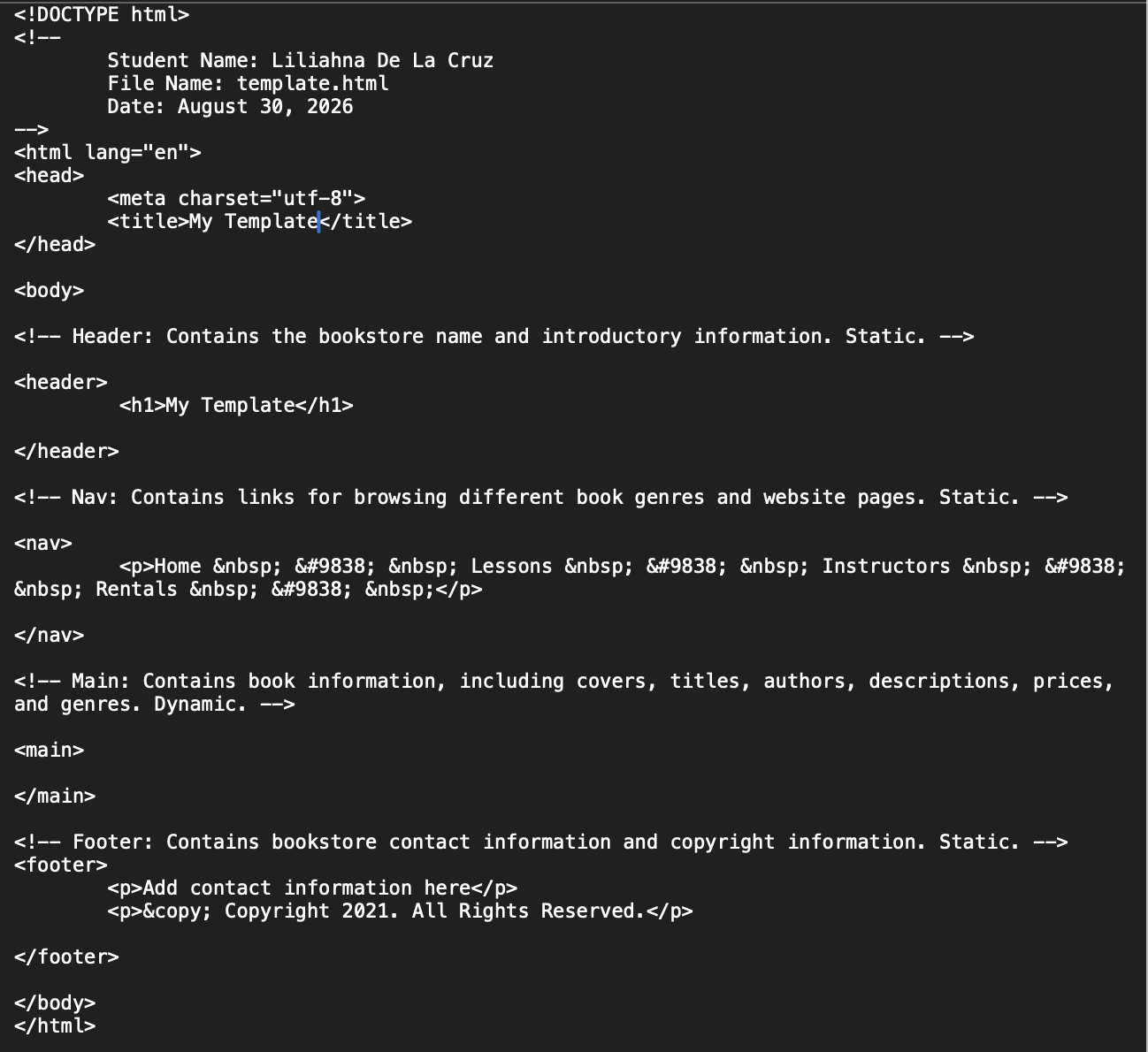 Screenshot of my webpage